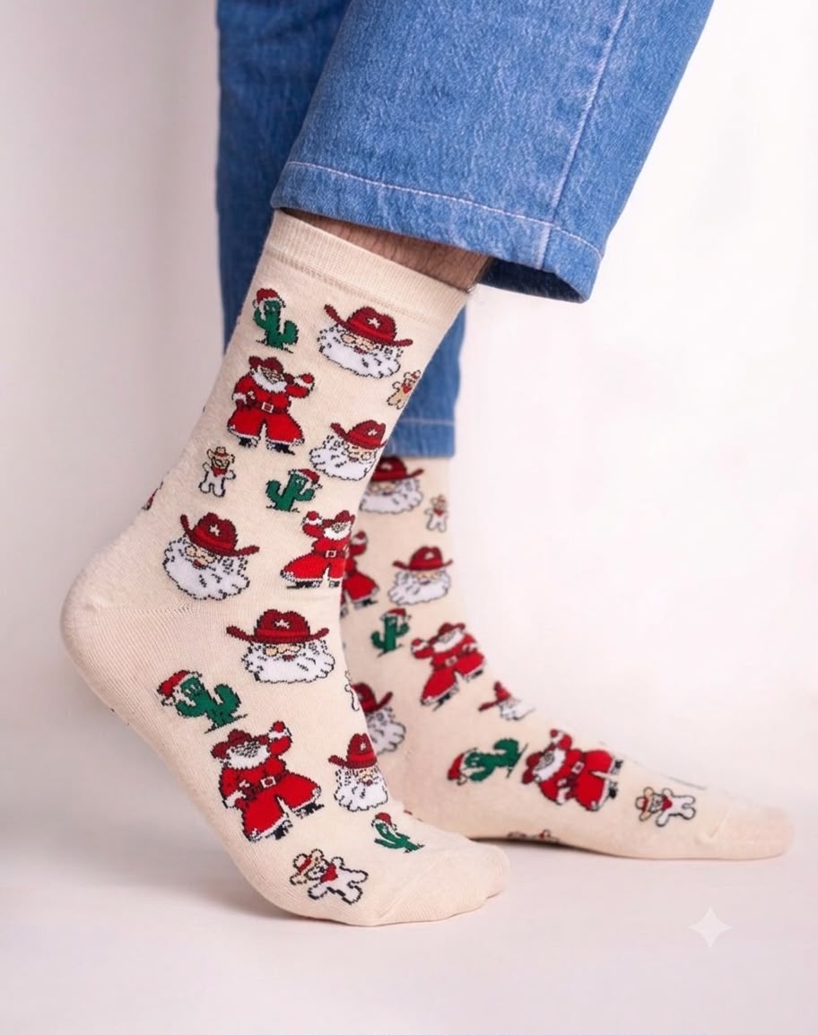 13d88758-6d1d-4fbb-8093-c60bac02114e Cowboy Santa Crew Socks FS028 - Image 1