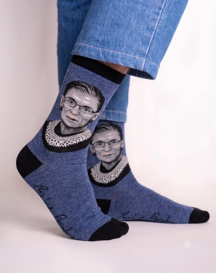 2a957ae1-5399-405f-b571-c586510ff7ae Ruth Bader Ginsburg Portrait Crew Socks FS031 - Image 1