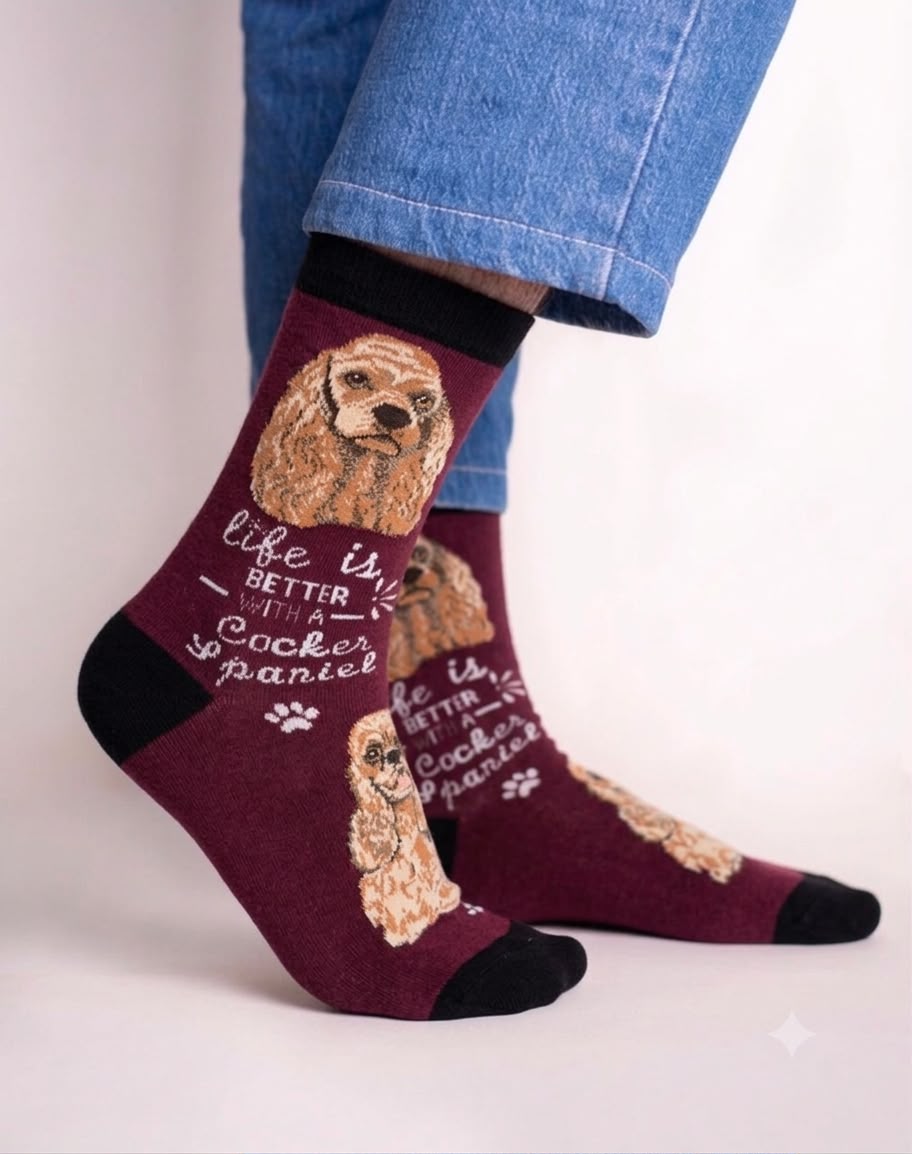 5b11cffe-f004-48cb-aa18-ba1a7bea9f8a Life is better with a Cocker Spaniel Socks FS012 - Image 1