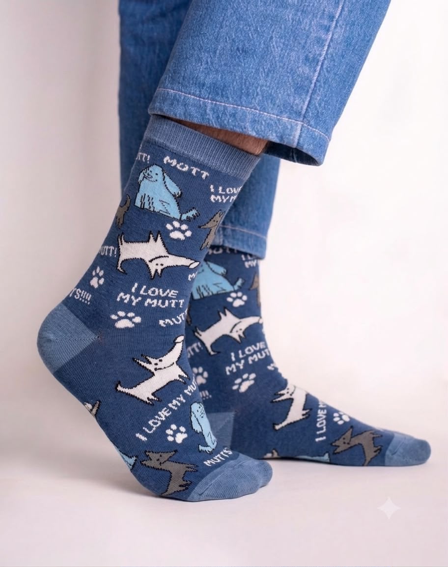 67bc1d41-154d-45a4-a425-1c36c985b834 I Love My Mutt Crew Socks FS029 - Image 1