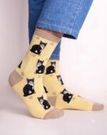 Tuxedo cat body yellow socks FS017