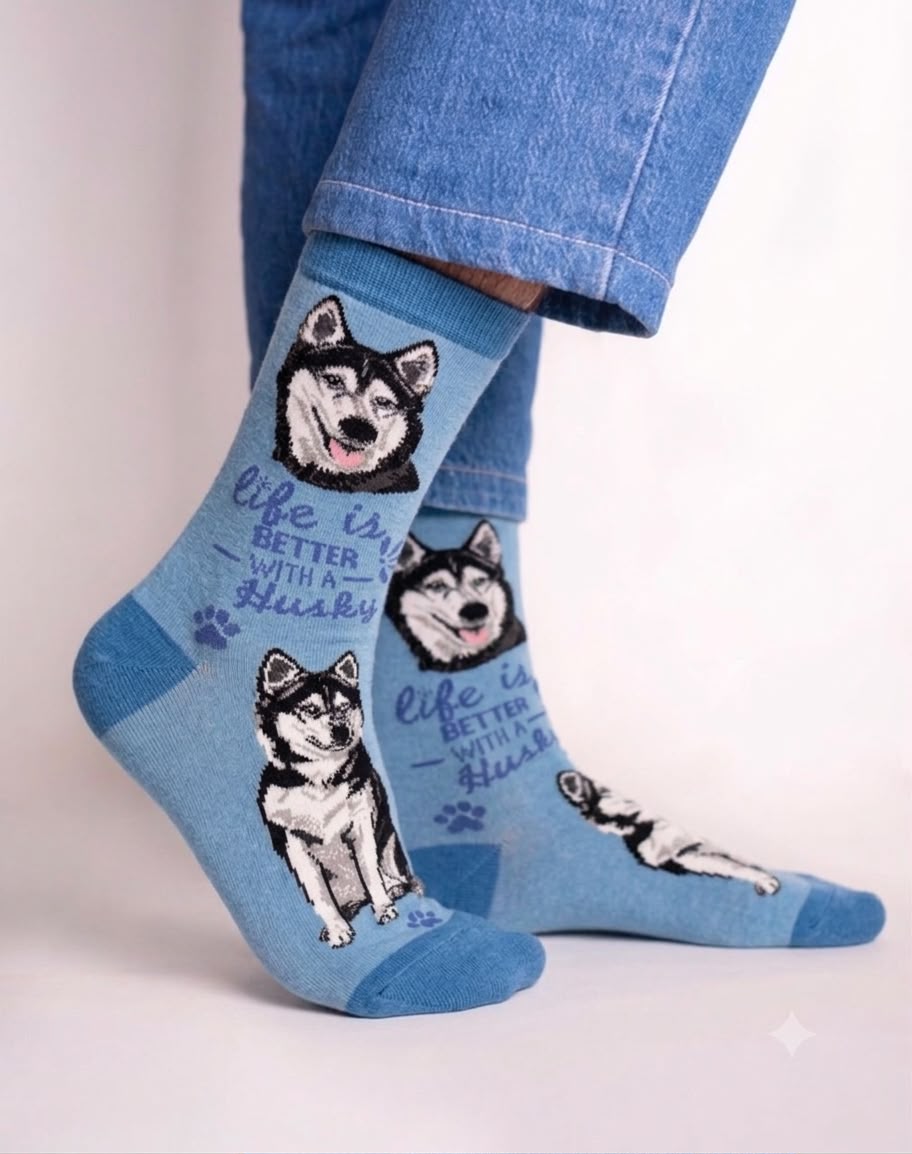 94be5c90-4bb0-417c-b48d-ddcbce755903 Life Is Better with a Husky Crew Socks FS013 - Image 1