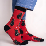 Tuxedo cat body red socks FS016