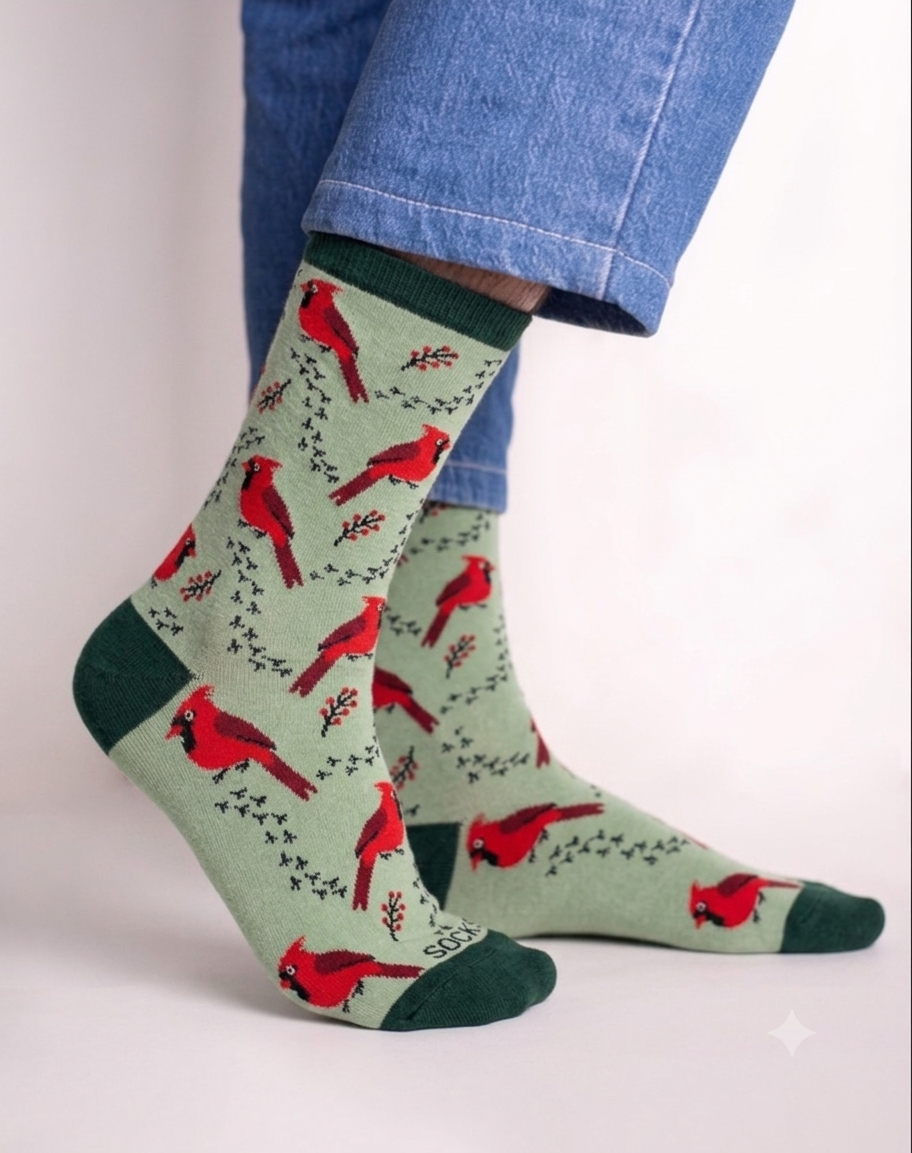 IMG_1402 Cardinal Songbird Crew Socks FS022 - Image 1