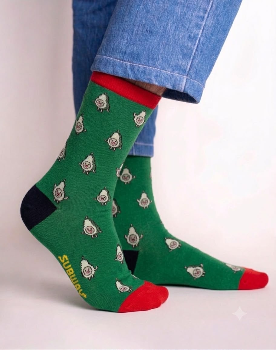 b91a3bee-73fc-44fc-b2b5-4ff958b52dbd Happy Avocado Crew Socks FS023 - Image 1
