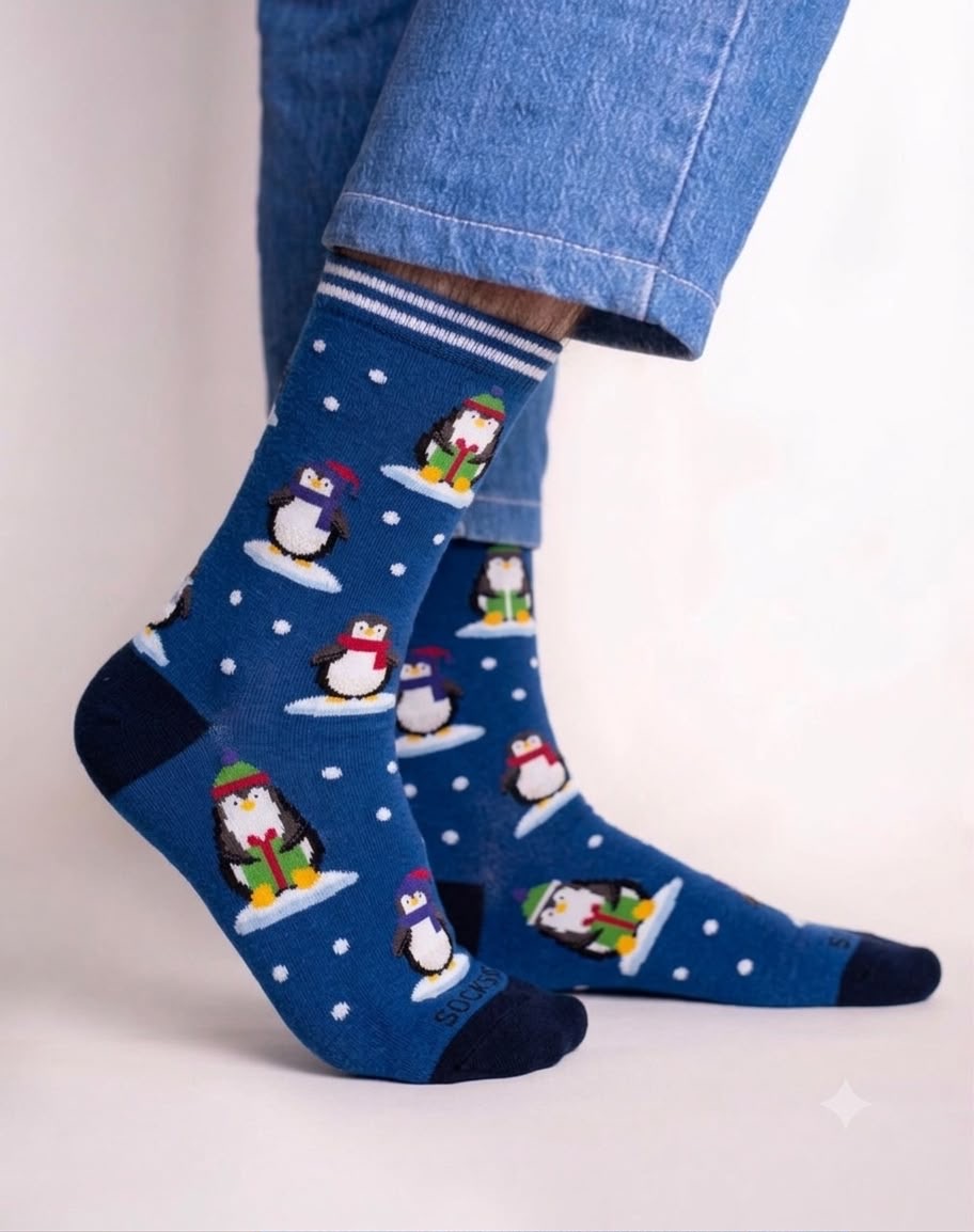 cd3d4872-20b5-4fde-ab4e-0ab002756857 Cozy Penguin Crew Socks FS025 - Image 1